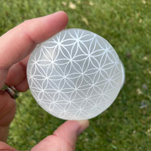 The Goddess’s Crystal: Flower of Life Selenite palm stone