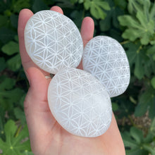 The Goddess’s Crystal: Flower of Life Selenite palm stone