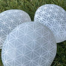 The Goddess’s Crystal: Flower of Life Selenite palm stone