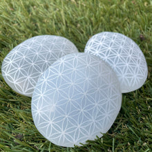 The Goddess’s Crystal: Flower of Life Selenite palm stone